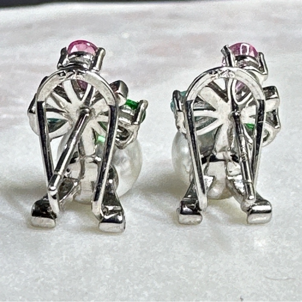 22.8 Carats Mixed Color Topaz Earrings in 925 Silver - Picture 8 of 14